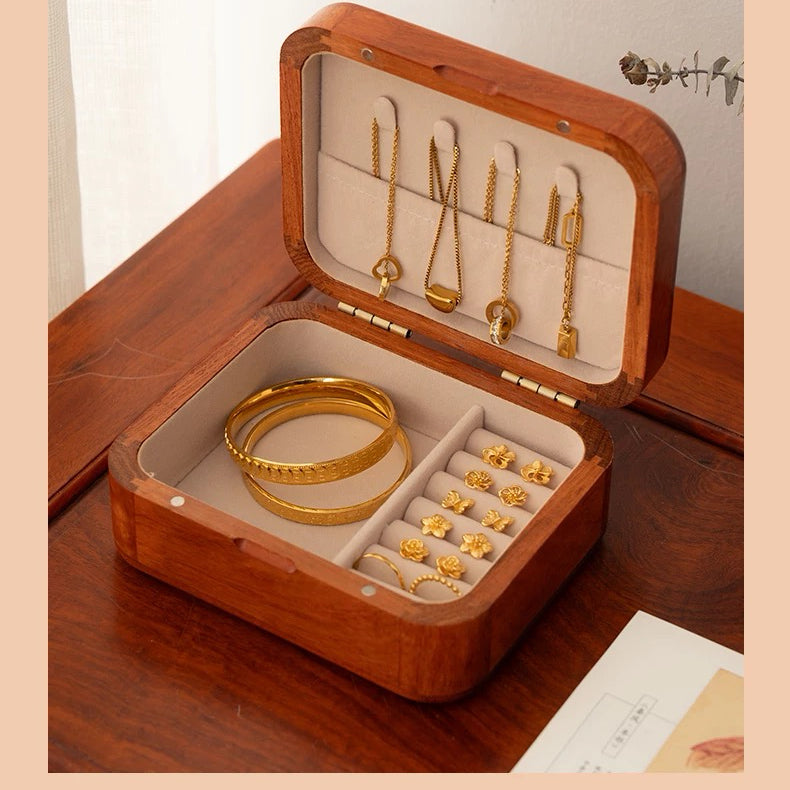 Luvie Retro Walnut & Rosewood Jewelry Box
