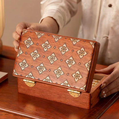 Luvie Retro Walnut & Rosewood Jewelry Box