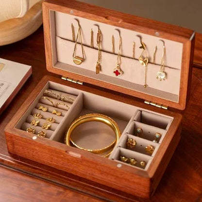Luvie Retro Walnut & Rosewood Jewelry Box