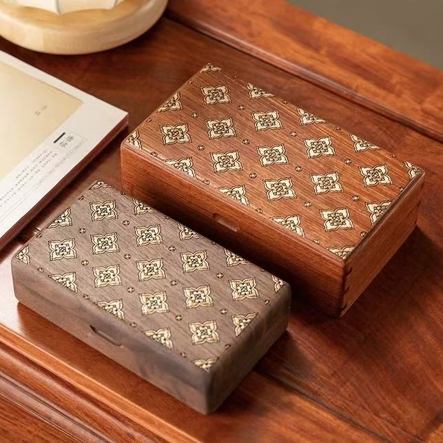 Luvie Retro Walnut & Rosewood Jewelry Box