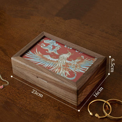 Louise Embroidered Walnut Jewelry Box