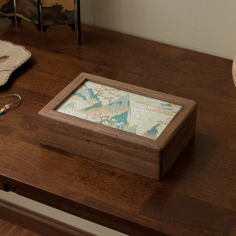 Louise Embroidered Walnut Jewelry Box