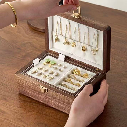 Flora Two-Layer Walnut Jewelry Box