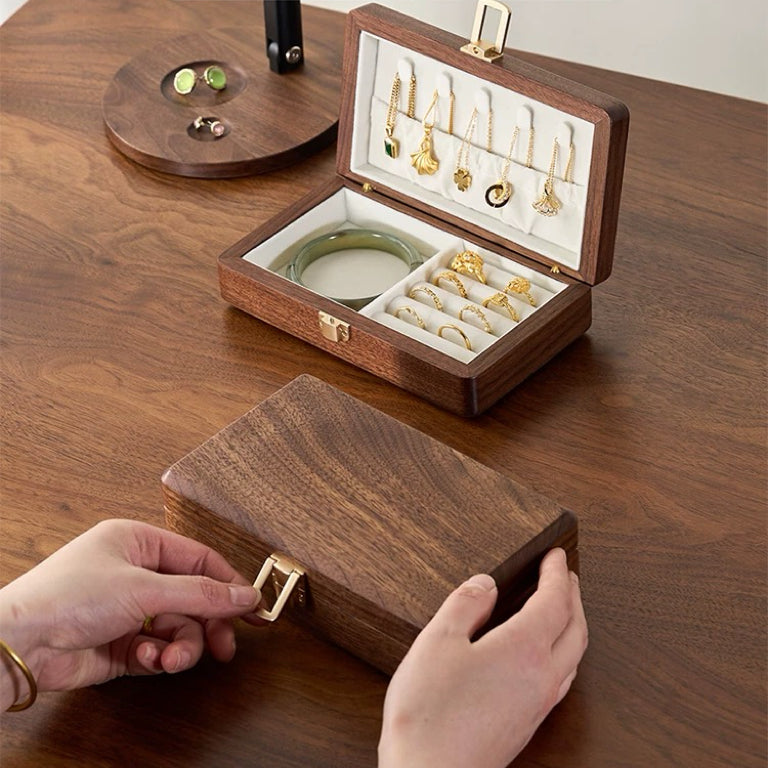 Flora Two-Layer Walnut Jewelry Box