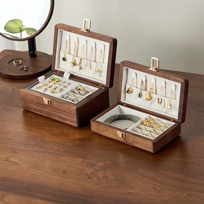 Flora Two-Layer Walnut Jewelry Box