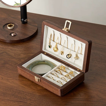 Flora Two-Layer Walnut Jewelry Box