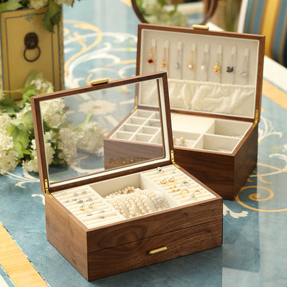 Theresa Dual-Layer Walnut Jewelry Box