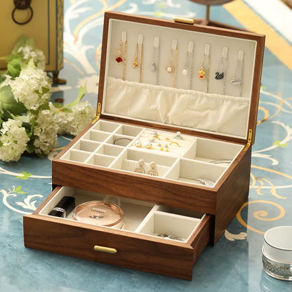 Theresa Dual-Layer Walnut Jewelry Box