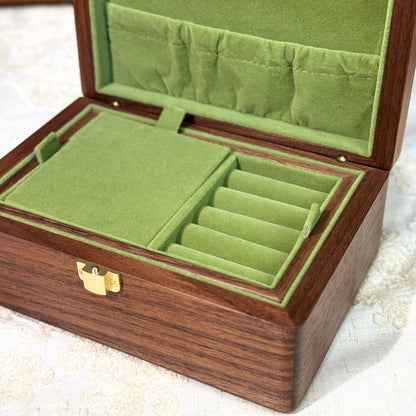 Flora Two-Layer Walnut Jewelry Box