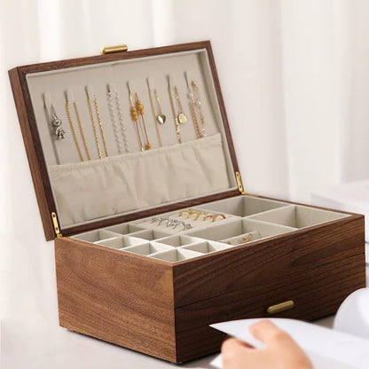 Theresa Dual-Layer Walnut Jewelry Box