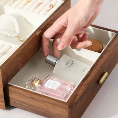 Theresa Dual-Layer Walnut Jewelry Box