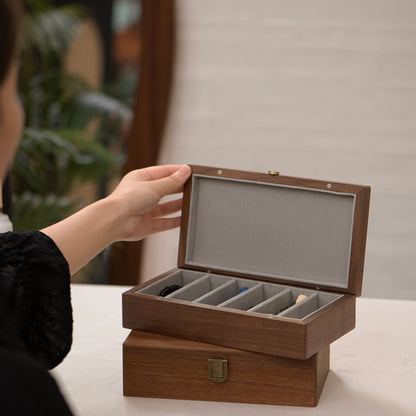 retro walnut wooden jewelry organizer