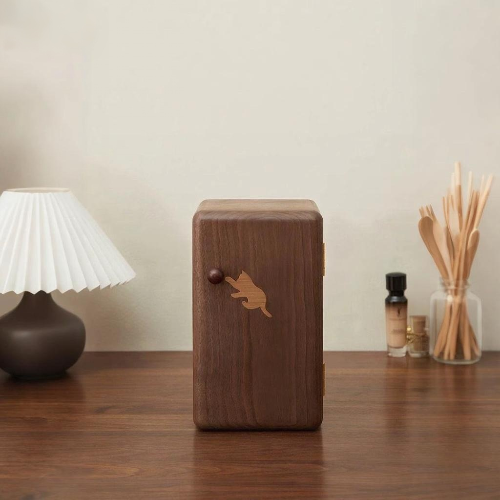 walnut cat jewelry box
